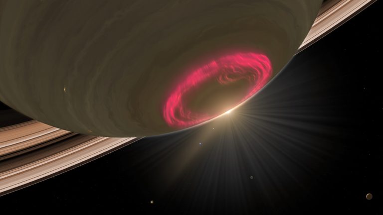 Lenyűgöző felvételeken látszik a Szaturnusz sarki fénye