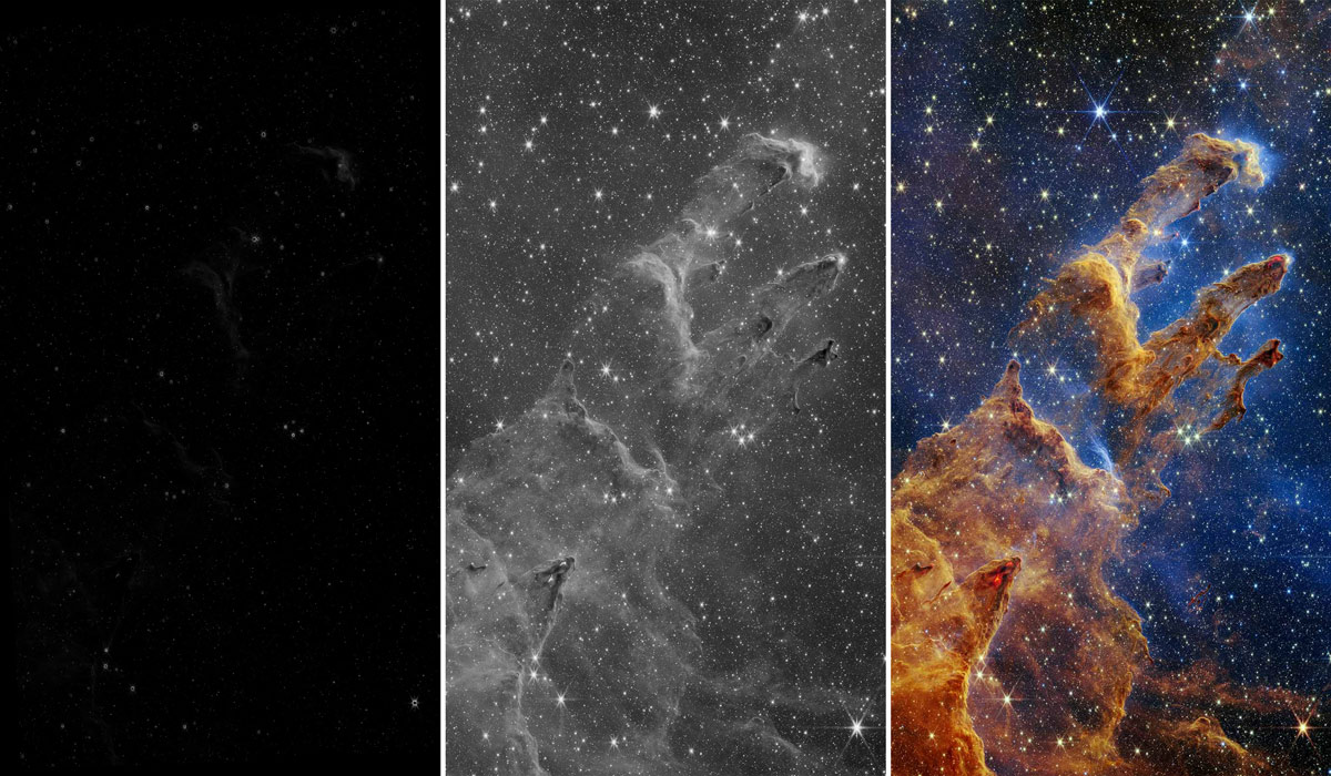 ¿Cómo se ve realmente el espacio en las imágenes de telescopio sin procesar?
