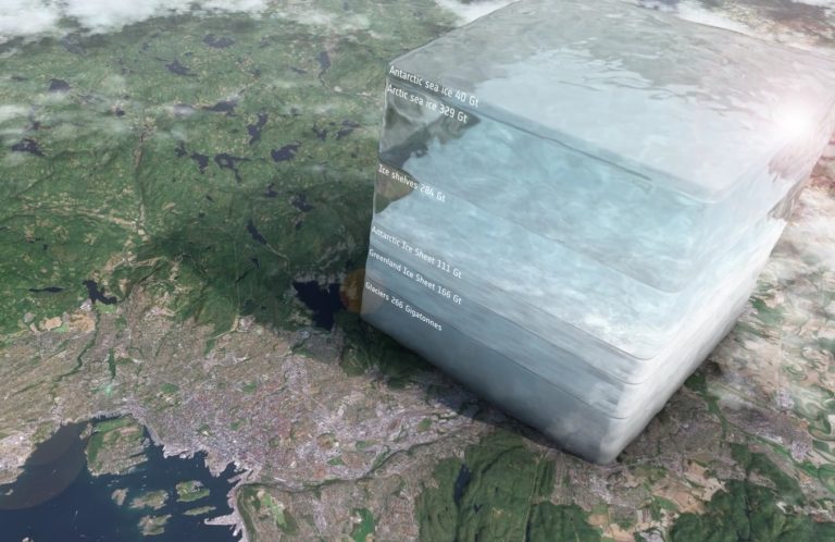 Óriás jégkocka mutatja, milyen mennyiségű jég olvad el évente a világban
